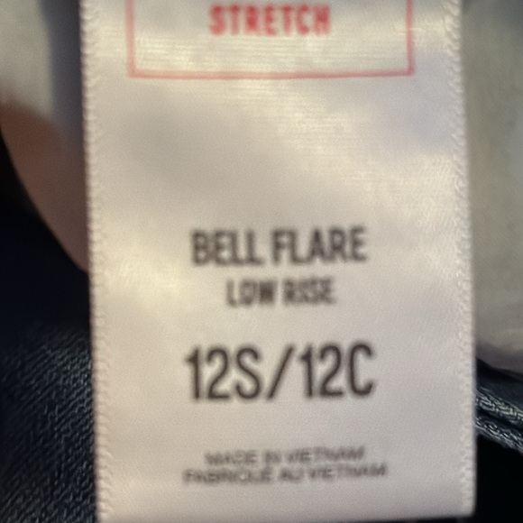 Express stretch, lowrise, bell flare jeans, size 12 short - Picture 7 of 8